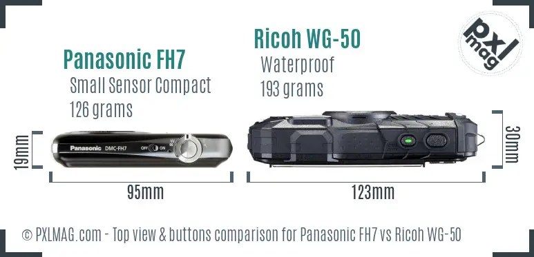 Panasonic FH7 vs Ricoh WG-50 top view buttons comparison
