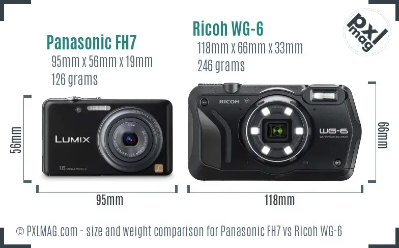 Panasonic FH7 vs Ricoh WG-6 size comparison