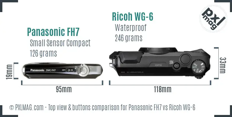 Panasonic FH7 vs Ricoh WG-6 top view buttons comparison