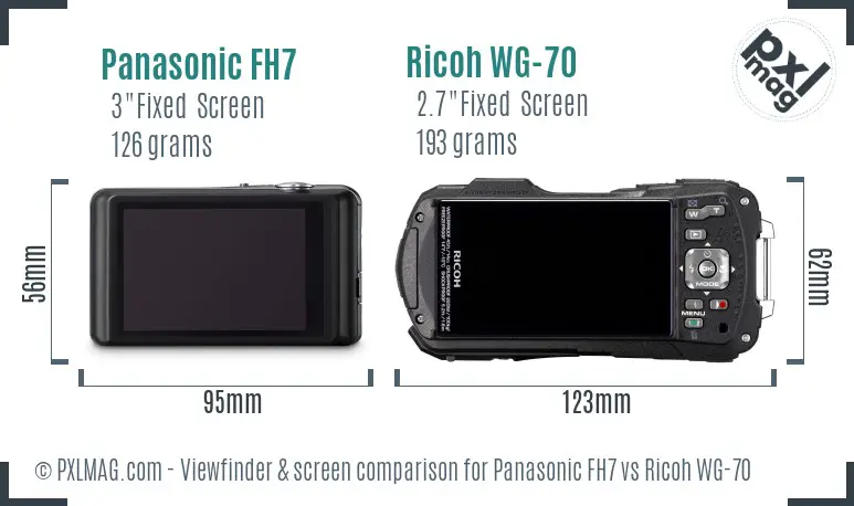 Panasonic FH7 vs Ricoh WG-70 Screen and Viewfinder comparison