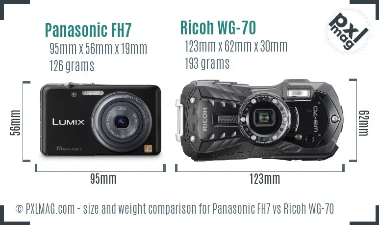 Panasonic FH7 vs Ricoh WG-70 size comparison