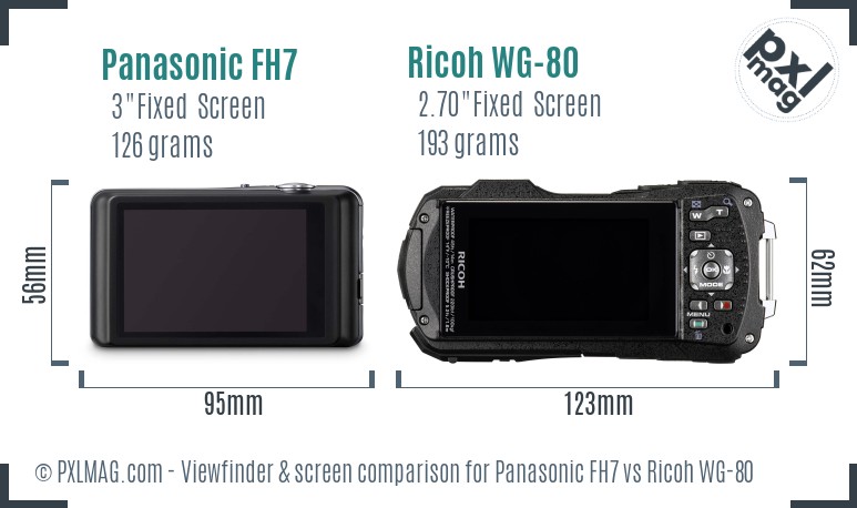 Panasonic FH7 vs Ricoh WG-80 Screen and Viewfinder comparison