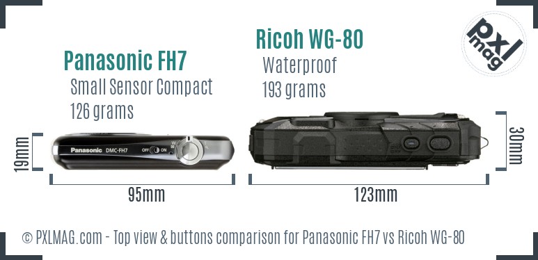 Panasonic FH7 vs Ricoh WG-80 top view buttons comparison