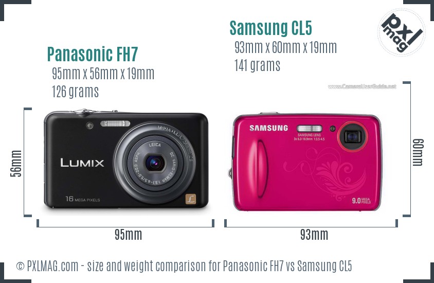 Panasonic FH7 vs Samsung CL5 size comparison