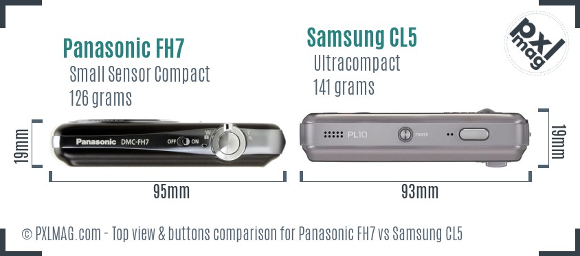 Panasonic FH7 vs Samsung CL5 top view buttons comparison