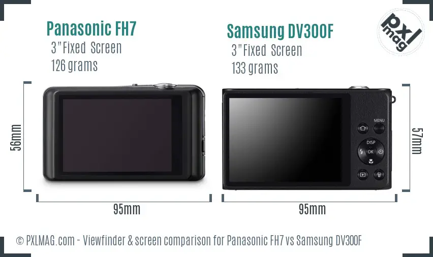 Panasonic FH7 vs Samsung DV300F Screen and Viewfinder comparison