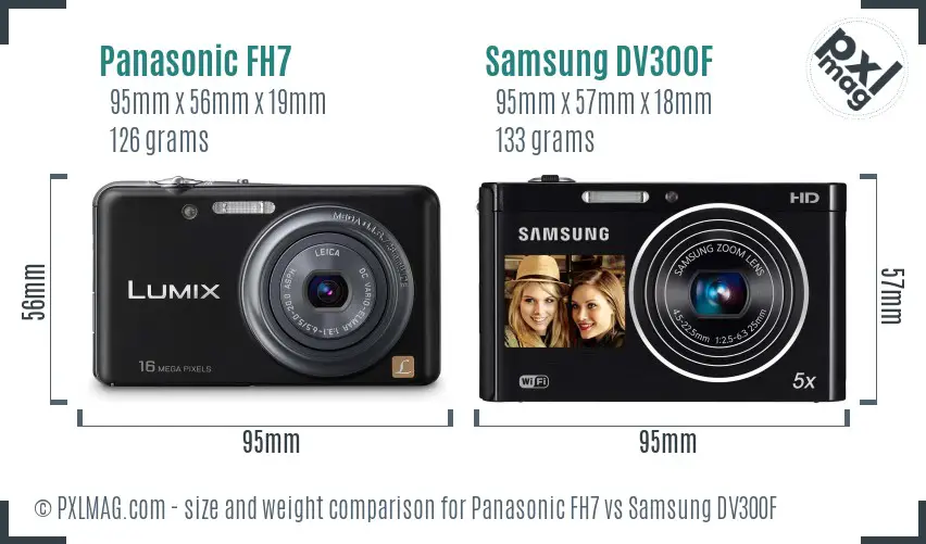 Panasonic FH7 vs Samsung DV300F size comparison