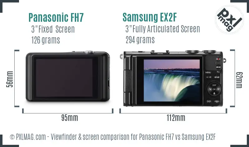 Panasonic FH7 vs Samsung EX2F Screen and Viewfinder comparison