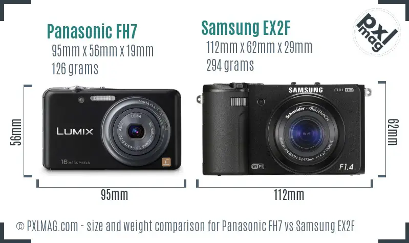 Panasonic FH7 vs Samsung EX2F size comparison