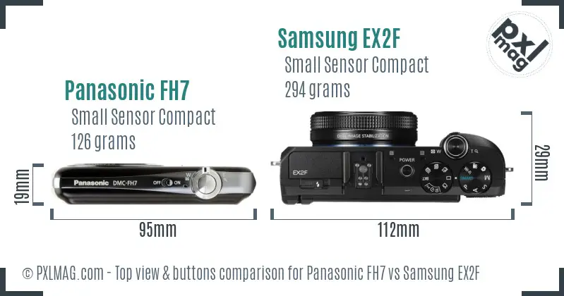Panasonic FH7 vs Samsung EX2F top view buttons comparison