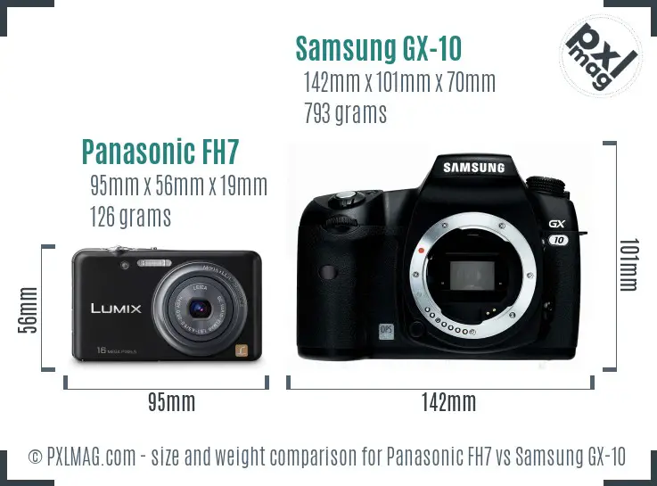 Panasonic FH7 vs Samsung GX-10 size comparison