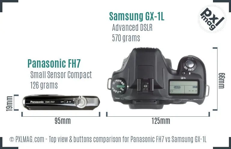 Panasonic FH7 vs Samsung GX-1L top view buttons comparison