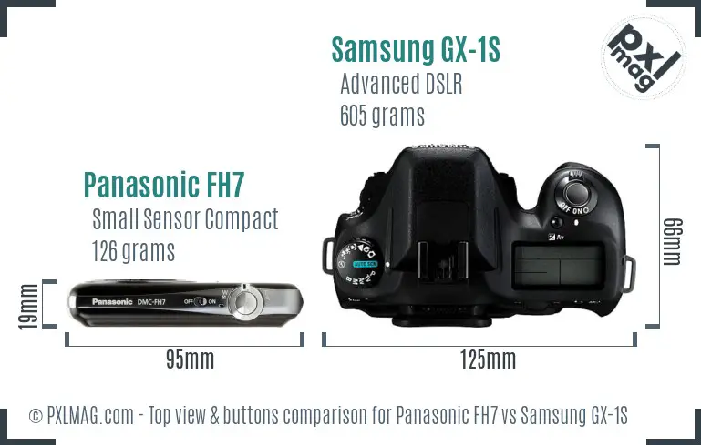 Panasonic FH7 vs Samsung GX-1S top view buttons comparison