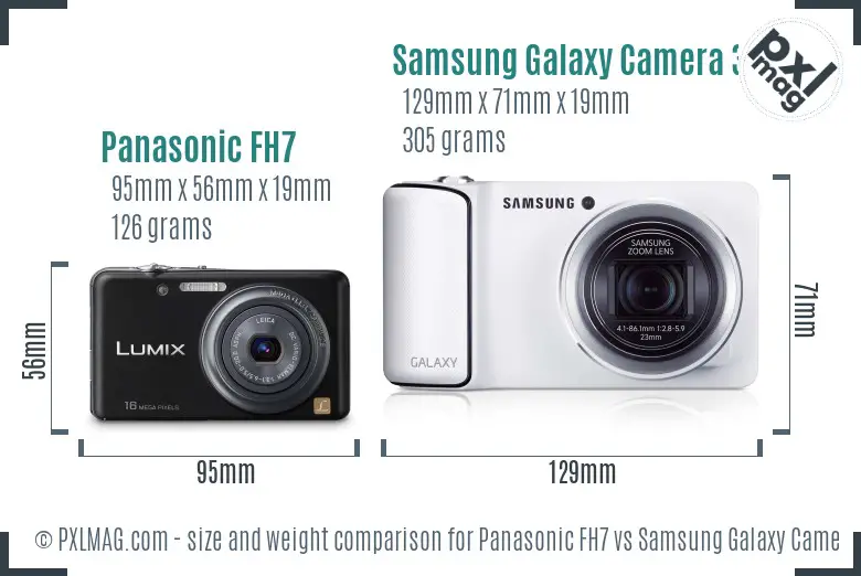 Panasonic FH7 vs Samsung Galaxy Camera 3G size comparison