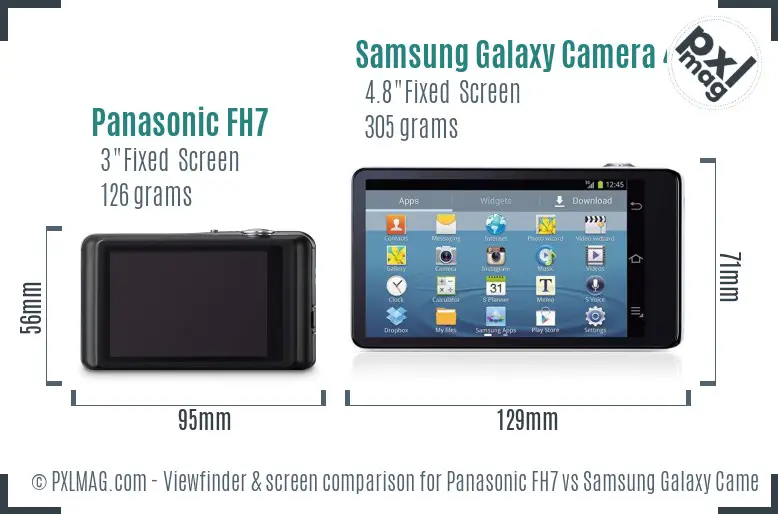 Panasonic FH7 vs Samsung Galaxy Camera 4G Screen and Viewfinder comparison