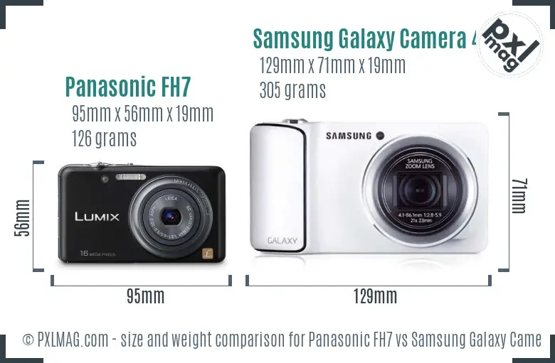 Panasonic FH7 vs Samsung Galaxy Camera 4G size comparison