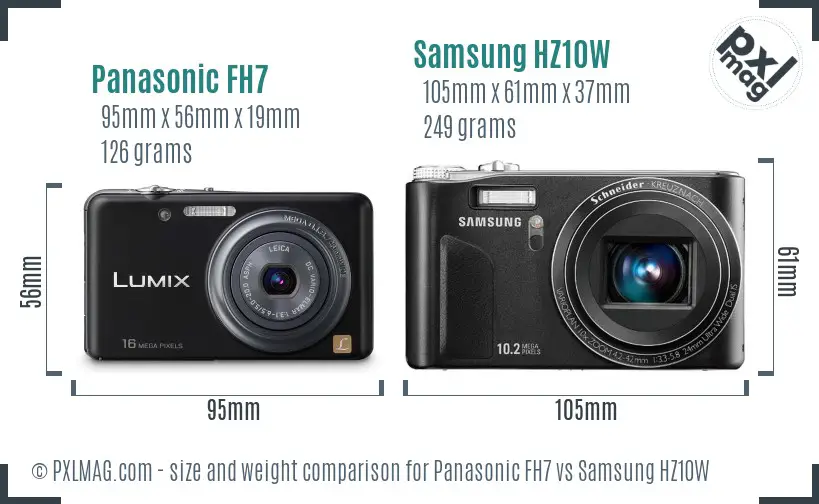 Panasonic FH7 vs Samsung HZ10W size comparison