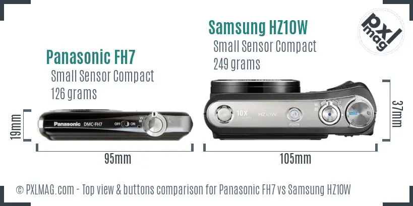 Panasonic FH7 vs Samsung HZ10W top view buttons comparison