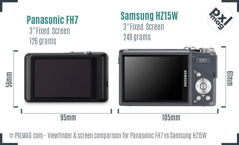 Panasonic FH7 vs Samsung HZ15W Screen and Viewfinder comparison