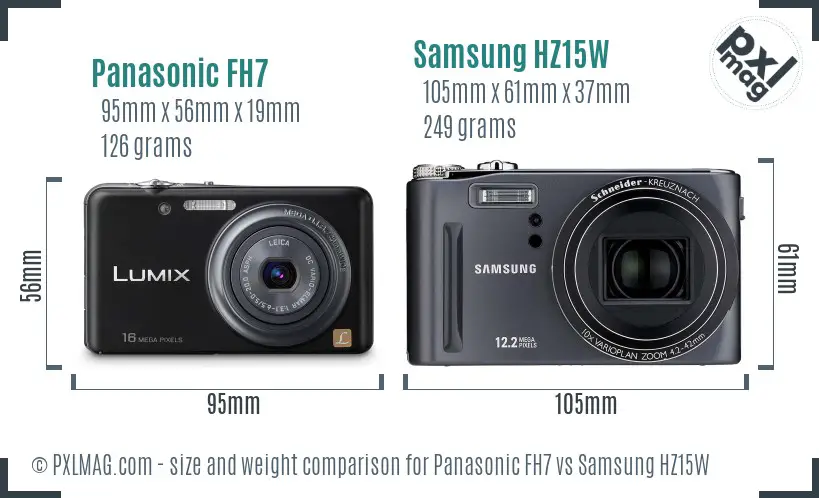 Panasonic FH7 vs Samsung HZ15W size comparison