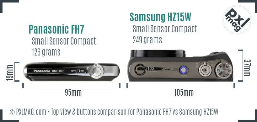 Panasonic FH7 vs Samsung HZ15W top view buttons comparison
