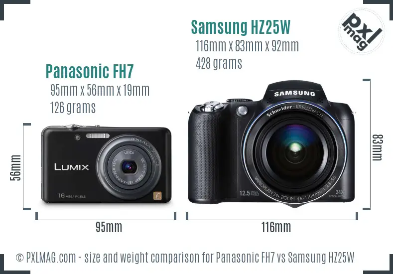 Panasonic FH7 vs Samsung HZ25W size comparison