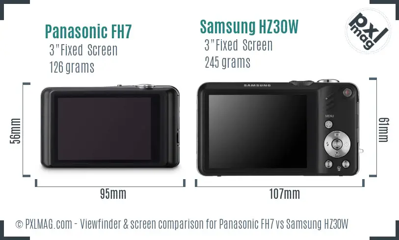 Panasonic FH7 vs Samsung HZ30W Screen and Viewfinder comparison