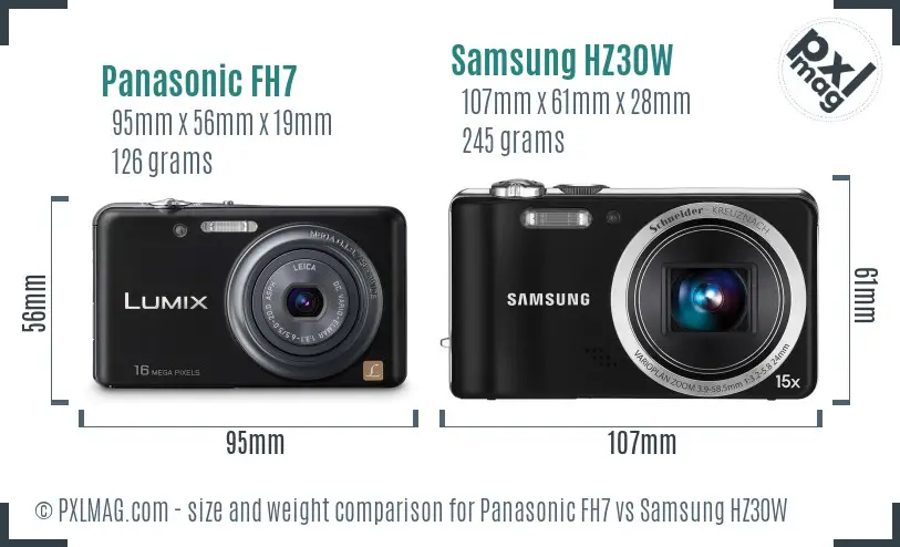 Panasonic FH7 vs Samsung HZ30W size comparison