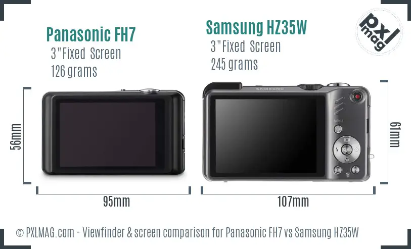 Panasonic FH7 vs Samsung HZ35W Screen and Viewfinder comparison