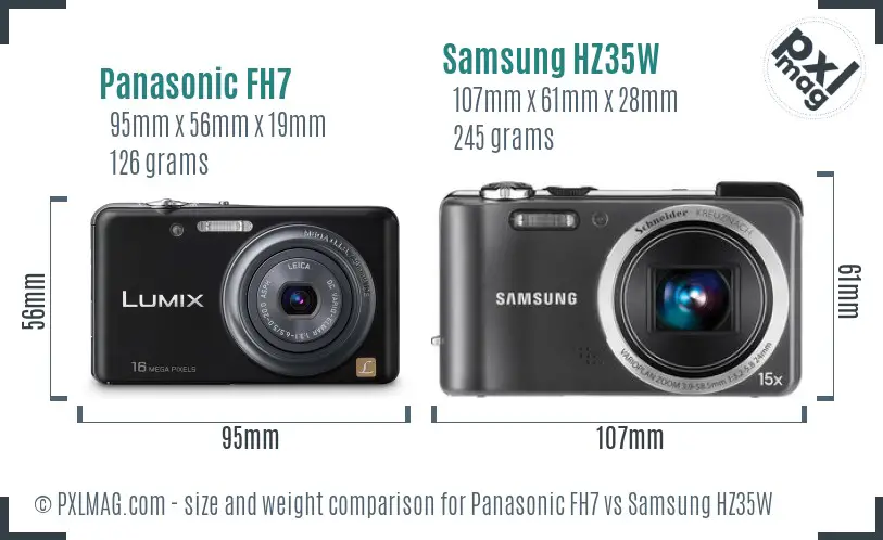 Panasonic FH7 vs Samsung HZ35W size comparison