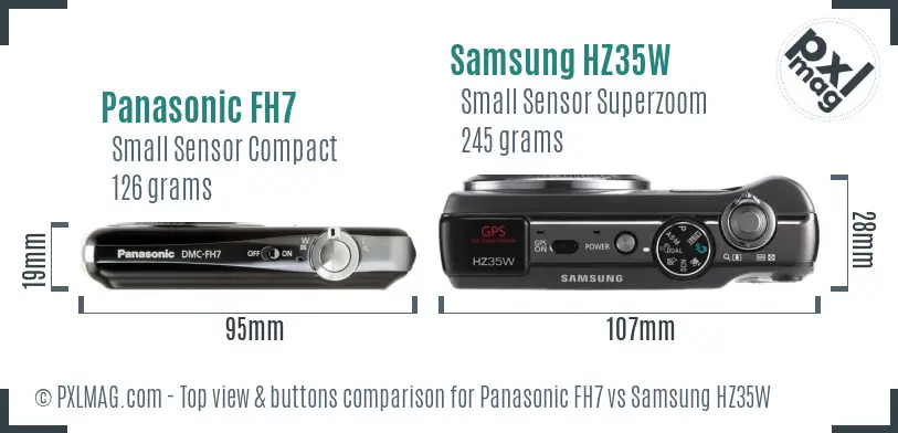 Panasonic FH7 vs Samsung HZ35W top view buttons comparison