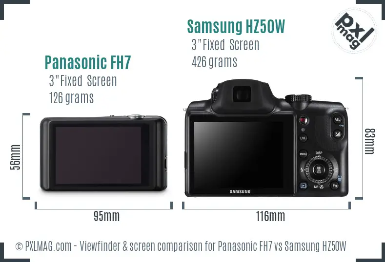 Panasonic FH7 vs Samsung HZ50W Screen and Viewfinder comparison