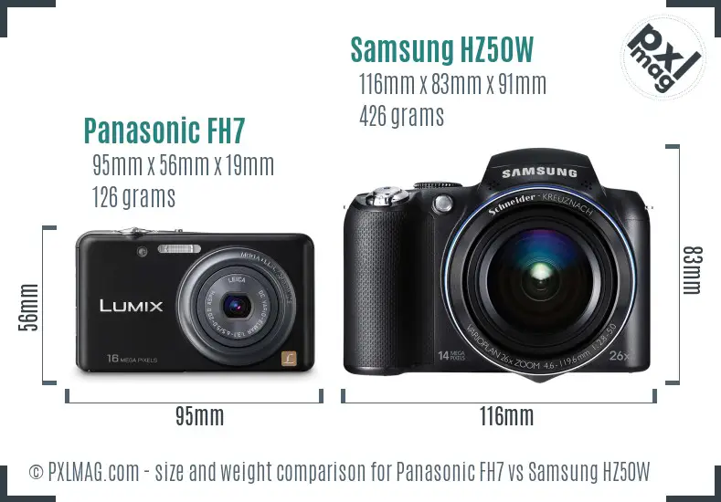 Panasonic FH7 vs Samsung HZ50W size comparison