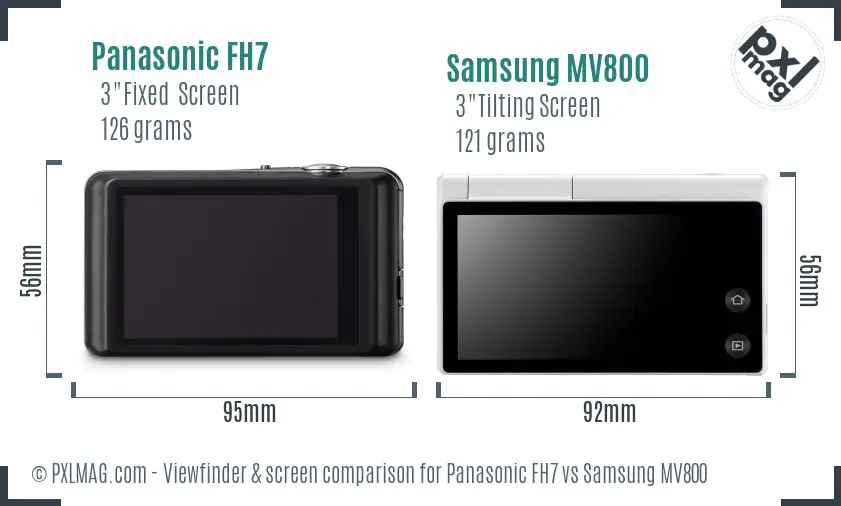 Panasonic FH7 vs Samsung MV800 Screen and Viewfinder comparison