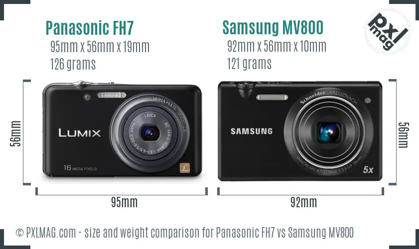 Panasonic FH7 vs Samsung MV800 size comparison