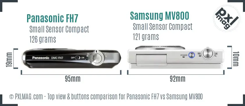 Panasonic FH7 vs Samsung MV800 top view buttons comparison