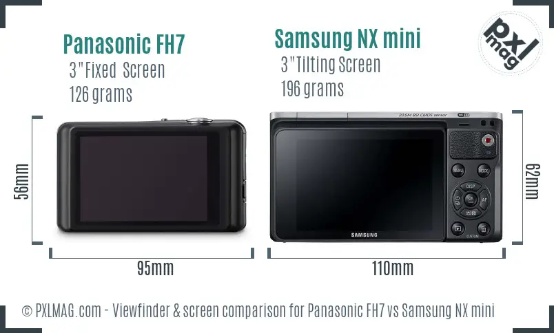 Panasonic FH7 vs Samsung NX mini Screen and Viewfinder comparison