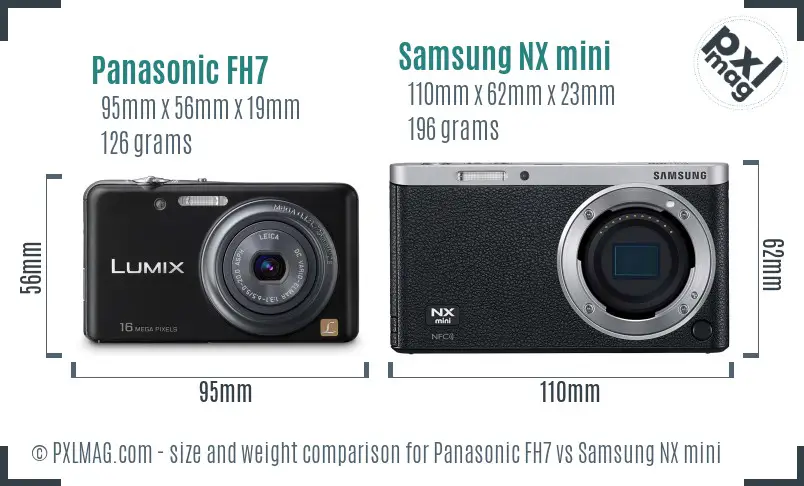 Panasonic FH7 vs Samsung NX mini size comparison