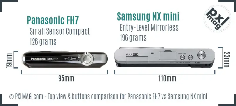 Panasonic FH7 vs Samsung NX mini top view buttons comparison