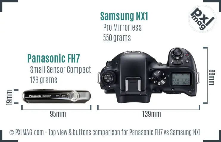 Panasonic FH7 vs Samsung NX1 top view buttons comparison