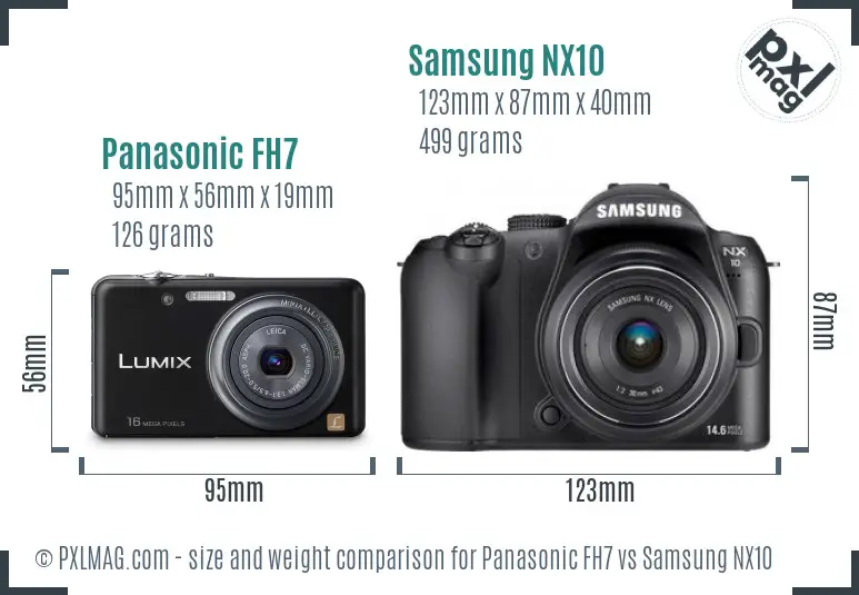 Panasonic FH7 vs Samsung NX10 size comparison