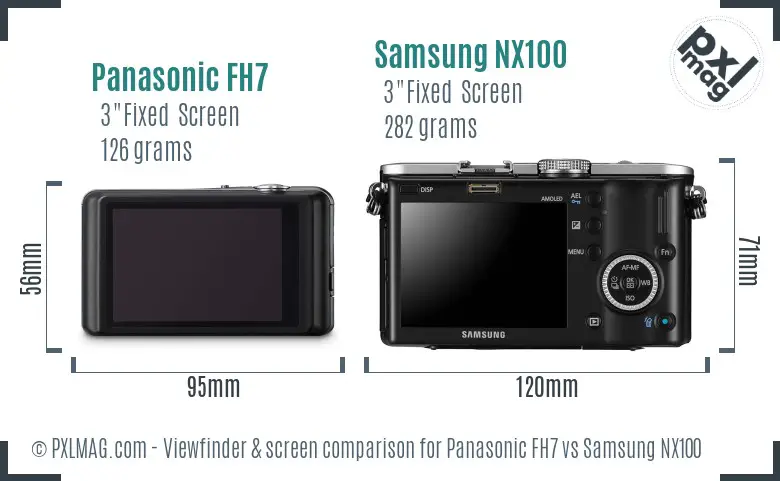 Panasonic FH7 vs Samsung NX100 Screen and Viewfinder comparison