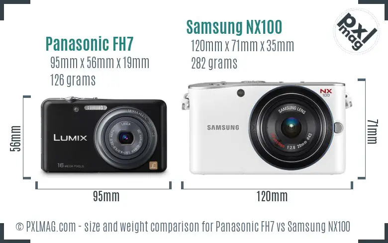 Panasonic FH7 vs Samsung NX100 size comparison
