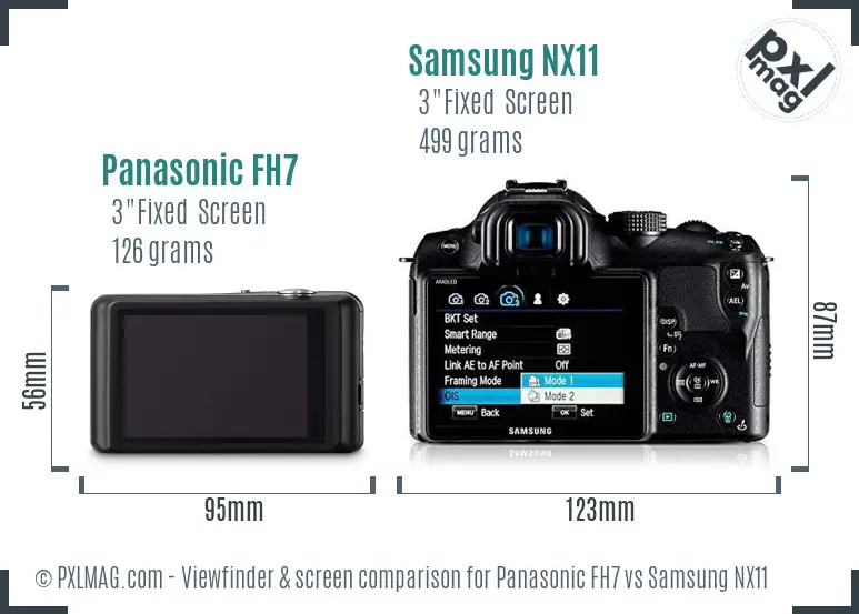 Panasonic FH7 vs Samsung NX11 Screen and Viewfinder comparison