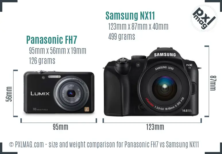 Panasonic FH7 vs Samsung NX11 size comparison