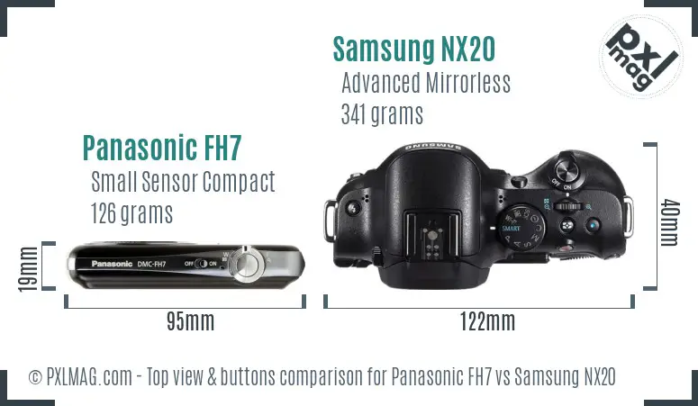 Panasonic FH7 vs Samsung NX20 top view buttons comparison