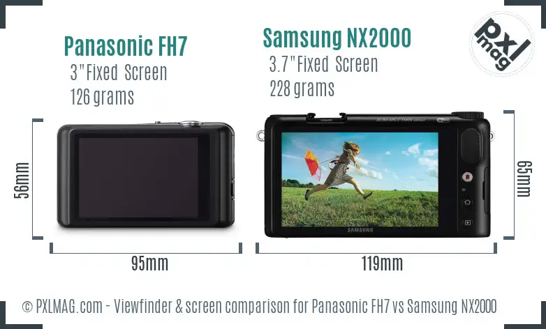 Panasonic FH7 vs Samsung NX2000 Screen and Viewfinder comparison