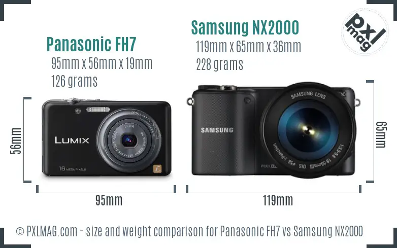 Panasonic FH7 vs Samsung NX2000 size comparison