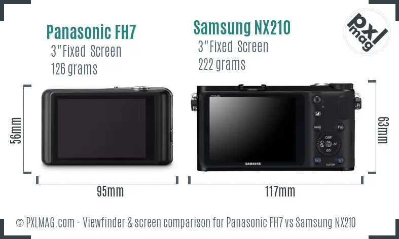 Panasonic FH7 vs Samsung NX210 Screen and Viewfinder comparison
