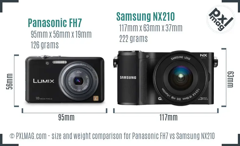 Panasonic FH7 vs Samsung NX210 size comparison